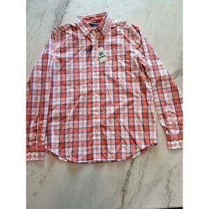 Nautica Mens Classic Fit Wrinkle Resistant Plaid‎ Shirt Coral Dream W0275M L